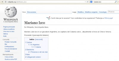 La pagina di Mariano Izco su Wikipedia... aggiornata